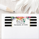 Étiquette Noir Blanc Or Moderne Glam Floral Élégant Chic (En situation)