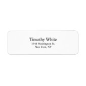 Étiquette Noir & Blanc Plain Élégant Lisible Moderne (Devant)