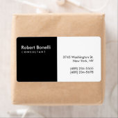 Étiquette Noir Blanc Plain Moderne Consultant (En situation)