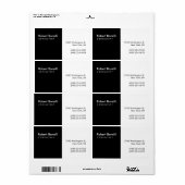 Étiquette Noir Blanc Plain Moderne Consultant (Feuille entière)