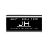 Étiquette Noir & blanc rayé moderne (Devant)