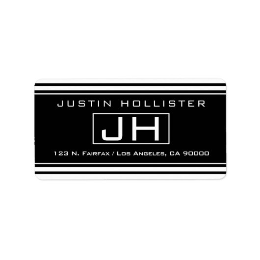 Étiquette Noir & blanc rayé moderne (Devant)