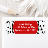 Étiquette Noir Blanc Rouge Dalmatien Spots Anniversaire (En situation)