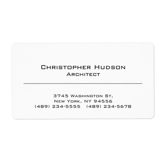 Étiquette Noir Blanc Simple Plain (Devant)