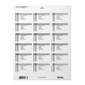 Étiquette Noir & Blanc Simple Rayure Noire (Feuille entière)