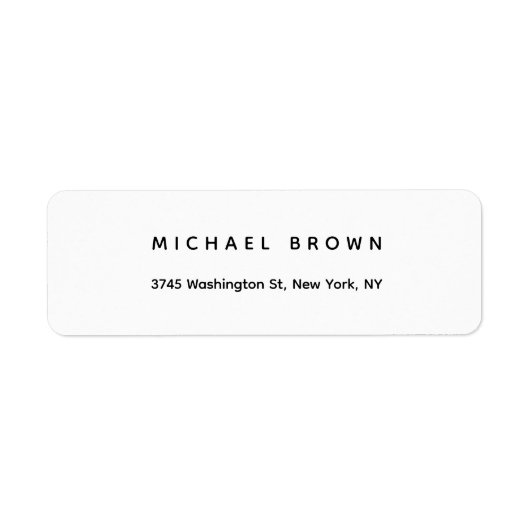 Étiquette Noir Blanc Unique Classique Élégant Plain (Devant)