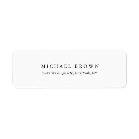 Étiquette Noir Blanc Unique Classique Élégant Plain (Devant)
