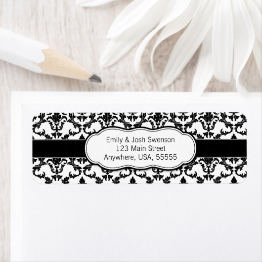 Étiquette noir Damask (En situation)