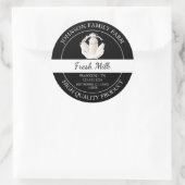 Étiquette noir de lait frais de ferme (Sac)