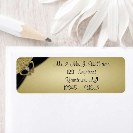 Étiquette Noir d'or 50e anniversaire Mariage (En situation)