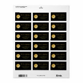 Étiquette Noir d'or conception de monogramme métallique mini (Feuille entière)