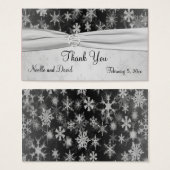 Étiquette Noir et Argent Snowflakes Wedding Favor (Devant & derrière)