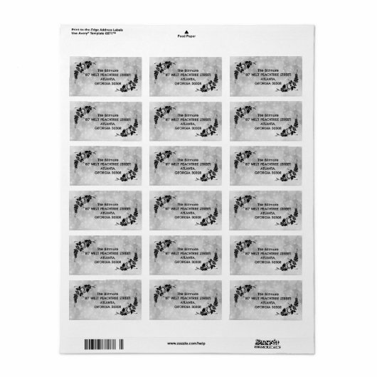 Étiquette Noir et blanc (Feuille entière)