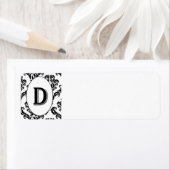 Étiquette Noir et blanc Damas initial (En situation)