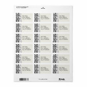 Étiquette noir et blanc damassé fleurit (Feuille entière)