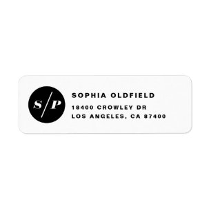 Étiquette Noir et blanc Gras italique Monogramme de typograp