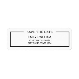 Étiquette Noir et blanc minimaliste Enregistrer l'adresse de