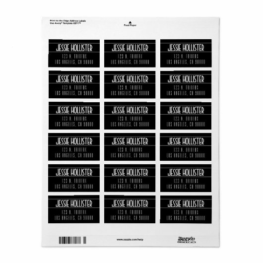 Étiquette Noir et blanc moderne (Feuille entière)