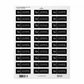 Étiquette Noir et Blanc | Monogramme de nom de famille simpl (Feuille entière)