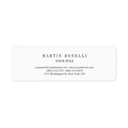 Étiquette Noir et blanc professionnel mince (Devant)