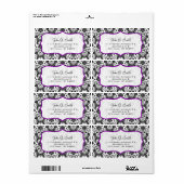 Étiquette Noir et blanc Retro Floral Damas Motif (Feuille entière)