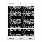 Étiquette Noir et blanc Vintage Damas florales (Feuille entière)