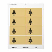 Étiquette Noir et or Couleur Arbre de Noël Design. (Feuille entière)