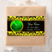 ÉTIQUETTE NOIR ET OR DAMASK, SHAMROCK VERT (En situation)