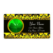 ÉTIQUETTE NOIR ET OR DAMASK, SHAMROCK VERT (Devant)