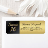 Étiquette Noir et or, diamants imprimés Sweet 16 (En situation)