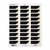Étiquette Noir et or moderne Élégant (Feuille entière)