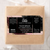 Étiquette Noir Et Rose Or Agate Face Et Hair Huile Serum (En situation)