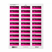 ÉTIQUETTE NOIR FUCHSIA ROSE DAMAS MONOGRAMME (Feuille entière)