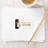 Étiquette Noir, Ivoire, Fleurs dorées Adresse de l'expéditeu (En situation)