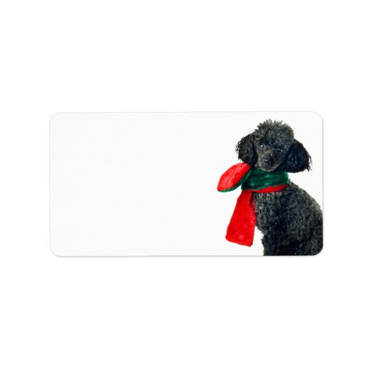 Étiquette Noir Jouet de Noël Poodle Chien Reindeer Écharpe r (Devant)