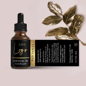 Étiquette Noir & Or Logo Cosmetic Essential Oil Bottle
