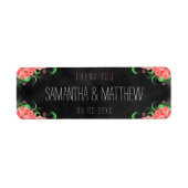 Étiquette Noir Pink Chalkboard Floral Wedding Favoriser les  (Devant)