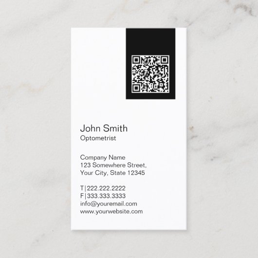 Étiquette noir QR Code Carte de visite optométrist (Devant)