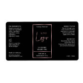 Étiquette Noir & Rose Gold Logo 2 OZ Botte cosmétique Wrap (Devant)