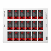 Étiquette Noir Rouge Floral Gradient Élégant Moderne Chic (Feuille entière)