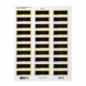 Étiquette Noir simple sur or (Feuille entière)