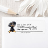 Étiquette Noir Tan lisse Dachshund propre et simple (En situation)