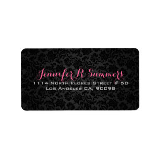 Étiquette Noir Vintage clair Damas florales 2a