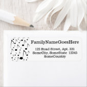 Étiquette Nom/adresse personnalisé + Motif de notes musicale (En situation)
