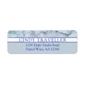 Étiquette Nom | Aquarelle bleu monogramme (Devant)