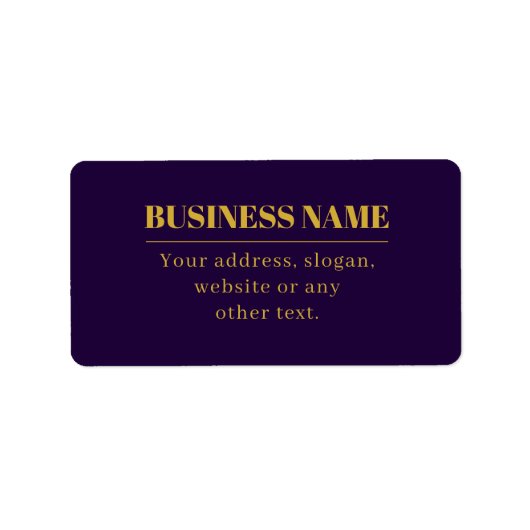 Étiquette Nom commercial ou salutation Dark Purple & Gold (Devant)