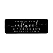 Étiquette Nom de couple blanc sur noir (Devant)