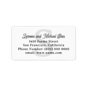 Étiquette Nom de famille et adresse du monogramme blanc (Devant)