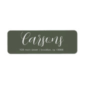 Étiquette Nom de famille Forest Green Adresse de retour (Devant)