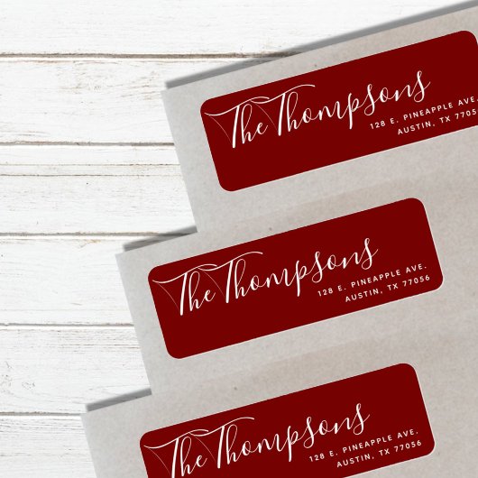 Étiquette Nom de famille Noël Rouge moderne Retour